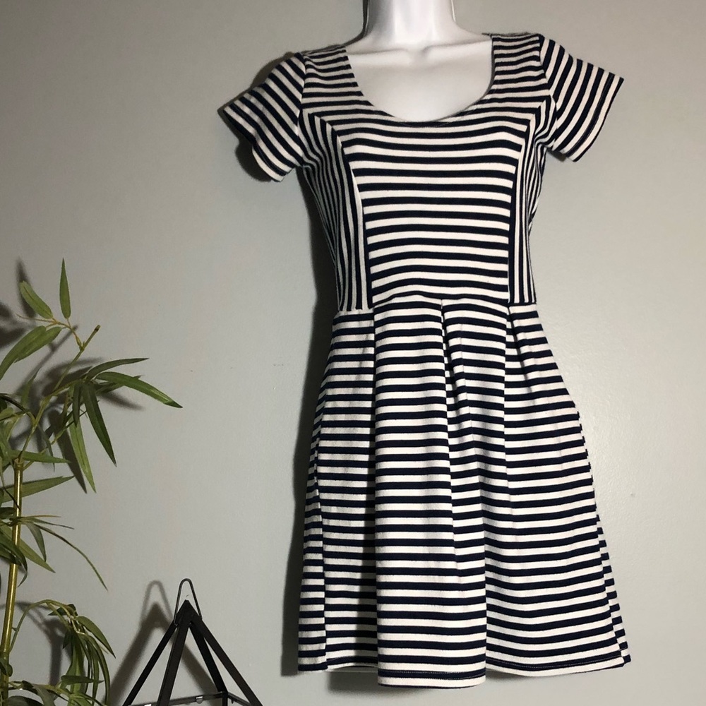 Black and white skater mini dress